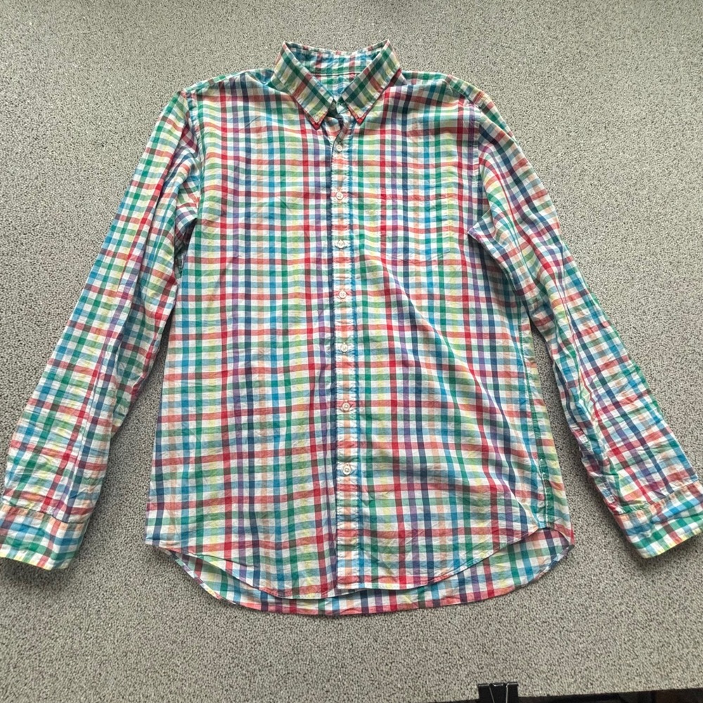 J.Crew Button Shirt Mens XL-Tall Multicolor Plaid Gingham Cotton Preppy Summer - Picture 4 of 8